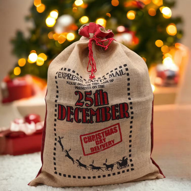 25 December Christmas Jute sacks 25 December Christmas sacks