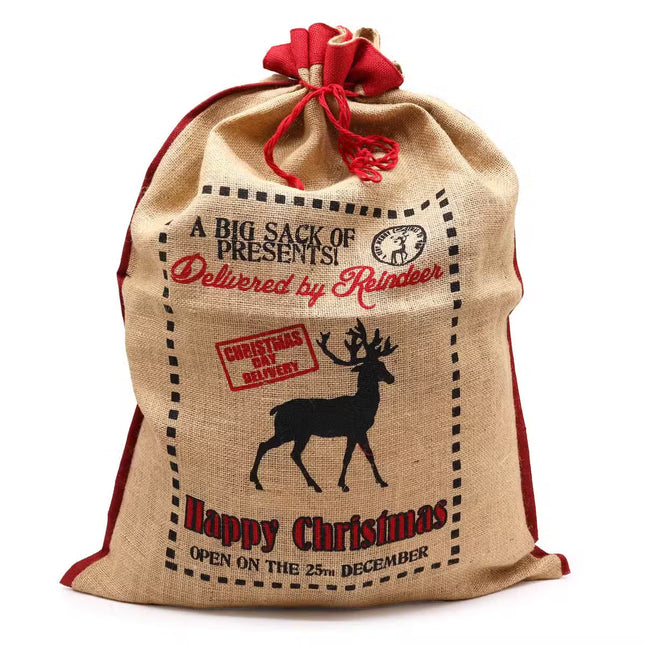 25 December Christmas Jute sacks Reindeer Christmas sacks