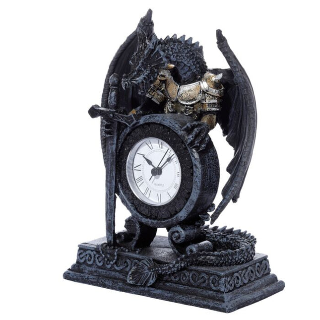 Gothic Armoured Dragon Mantle Clock Clocks
