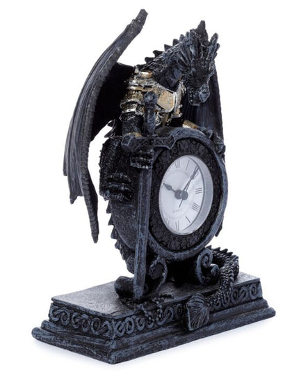 Gothic Armoured Dragon Mantle Clock Clocks