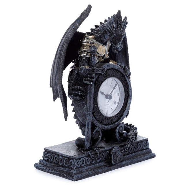 Gothic Armoured Dragon Mantle Clock Clocks