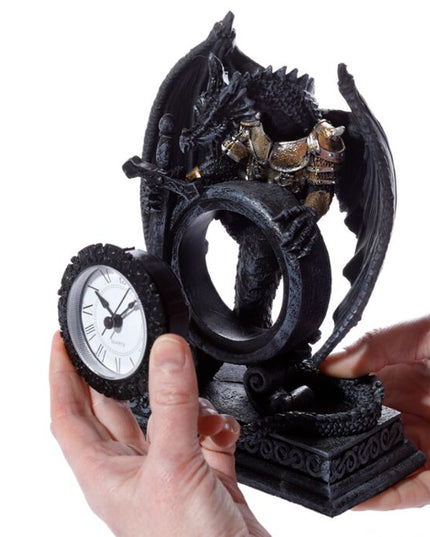 Gothic Armoured Dragon Mantle Clock Clocks