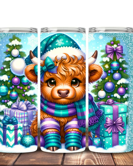 Highland Cow Christmas tumblers Design 7 Tumbler