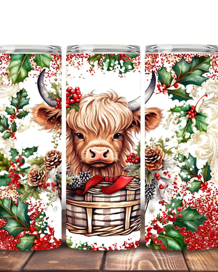 Highland Cow Christmas tumblers Design 1 Tumbler