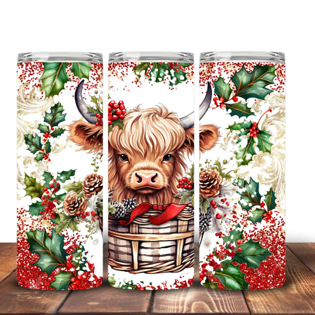 Highland Cow Christmas tumblers Design 1 Tumbler