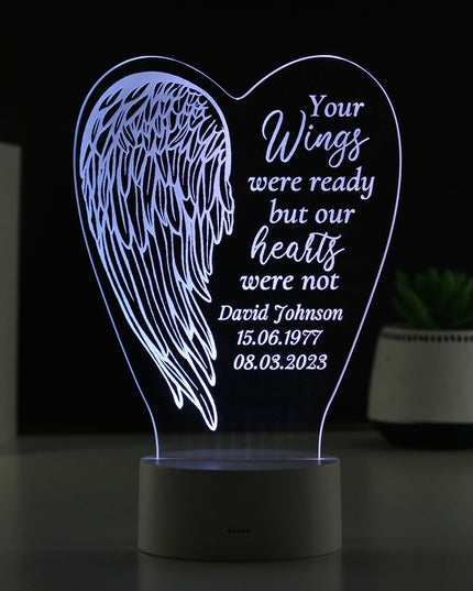 Personalised Angel Wings Memorial Colour Changing LED Light