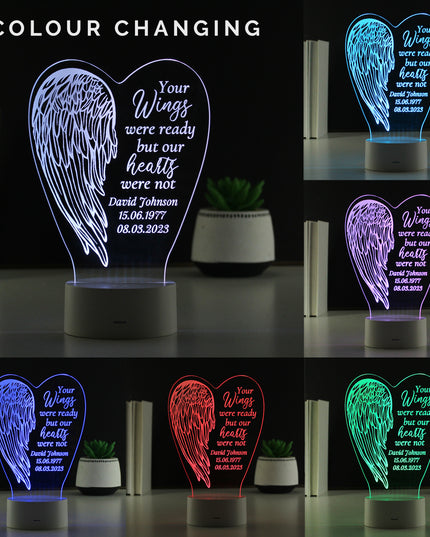 Personalised Angel Wings Memorial Colour Changing LED Light
