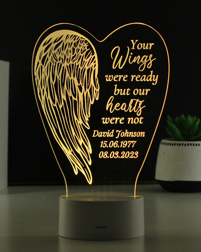 Personalised Angel Wings Memorial Colour Changing LED Light