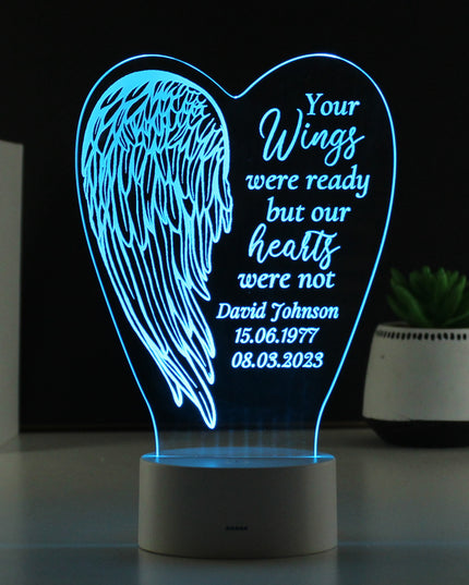 Personalised Angel Wings Memorial Colour Changing LED Light