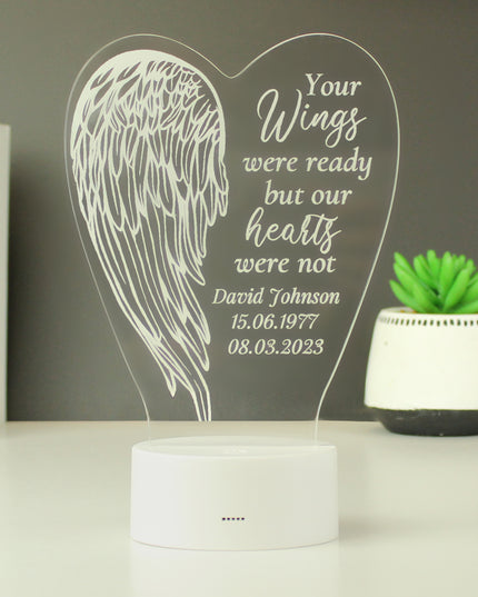 Personalised Angel Wings Memorial Colour Changing LED Light