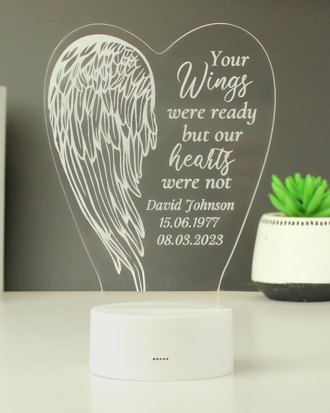 Personalised Angel Wings Memorial Colour Changing LED Light