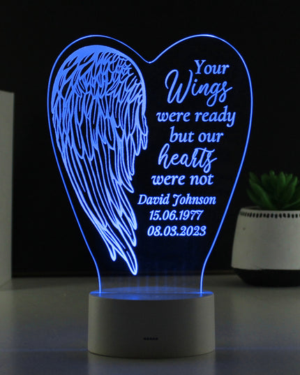 Personalised Angel Wings Memorial Colour Changing LED Light