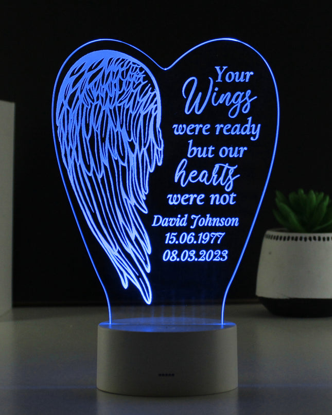 Personalised Angel Wings Memorial Colour Changing LED Light