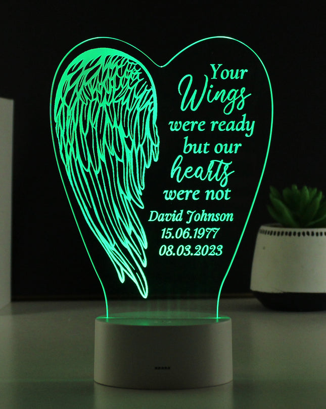 Personalised Angel Wings Memorial Colour Changing LED Light