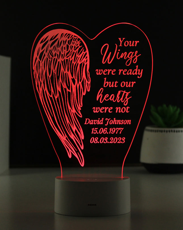 Personalised Angel Wings Memorial Colour Changing LED Light