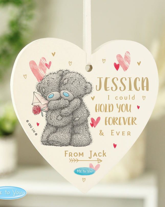 Personalised Me To You Hold You Forever Wooden Heart Decoration