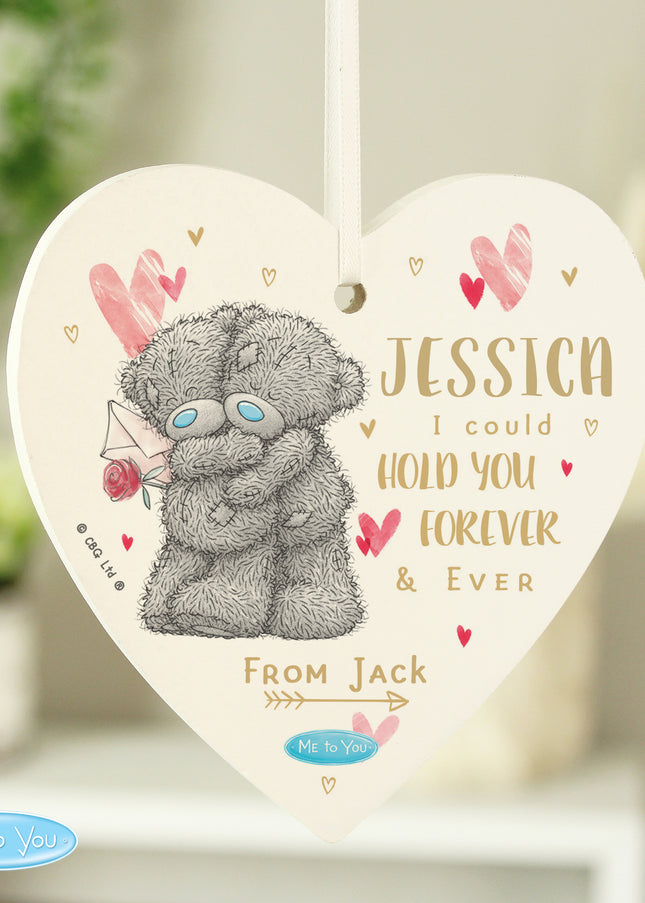Personalised Me To You Hold You Forever Wooden Heart Decoration