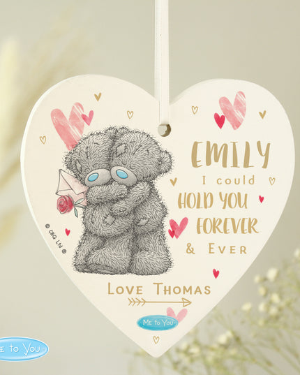 Personalised Me To You Hold You Forever Wooden Heart Decoration
