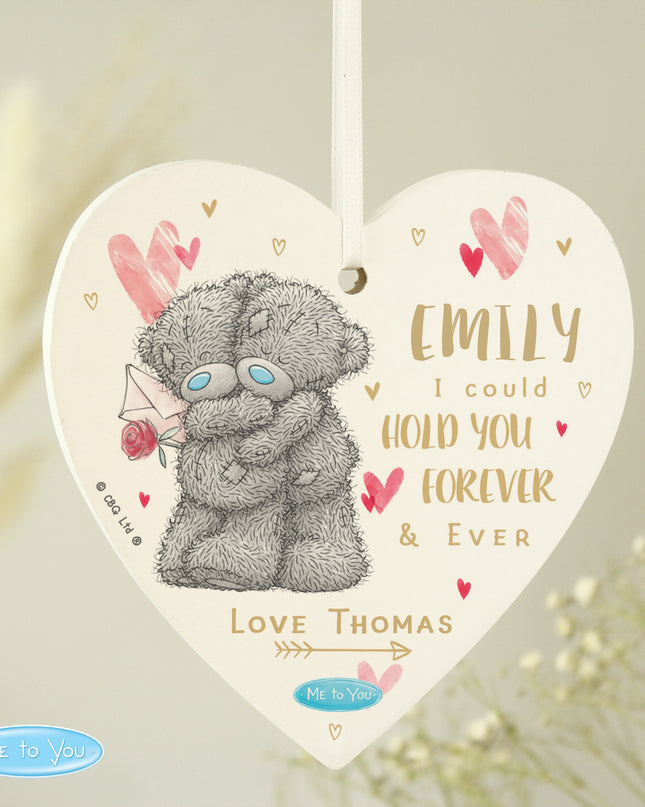 Personalised Me To You Hold You Forever Wooden Heart Decoration