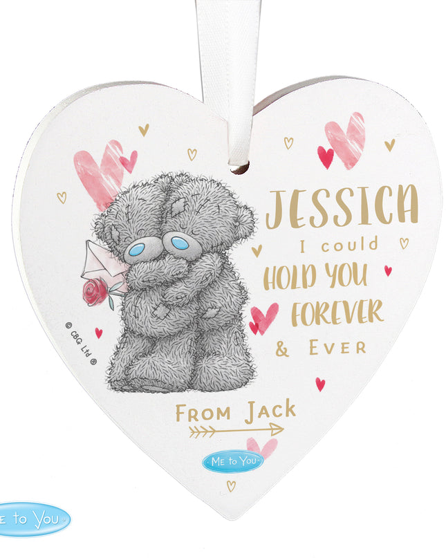 Personalised Me To You Hold You Forever Wooden Heart Decoration