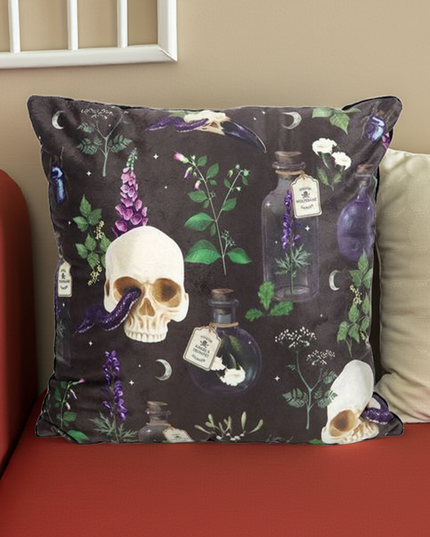 35cm Square Venom & Vines Print Cushion - Magical Emporium 