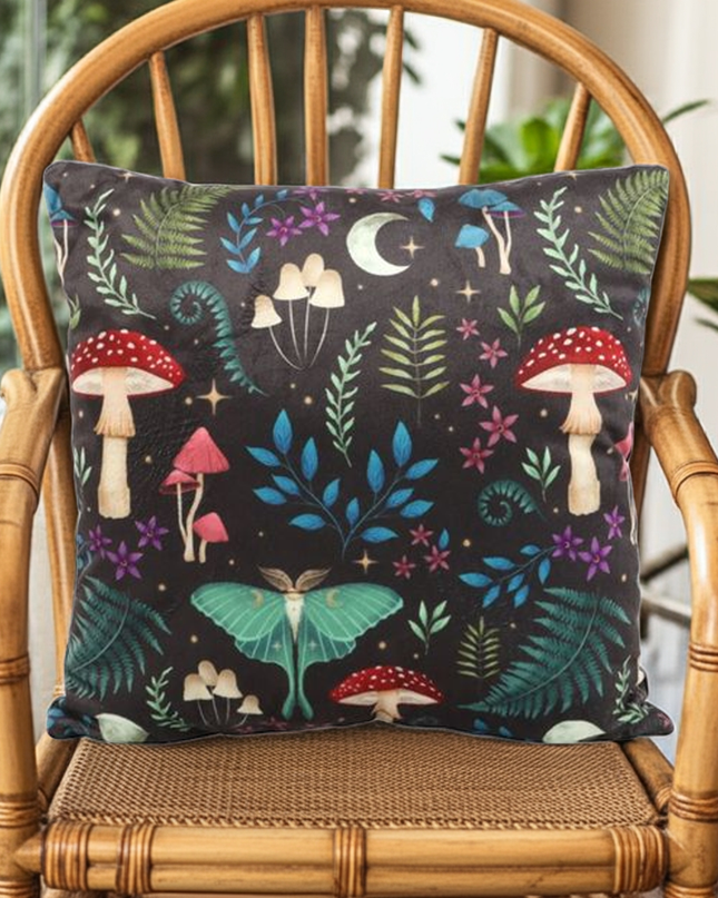 35cm Square Dark Forest Print Cushion - Magical Emporium 