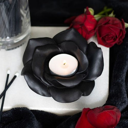 Black Rose Resin Tealight Candle Holder - Magical Emporium 