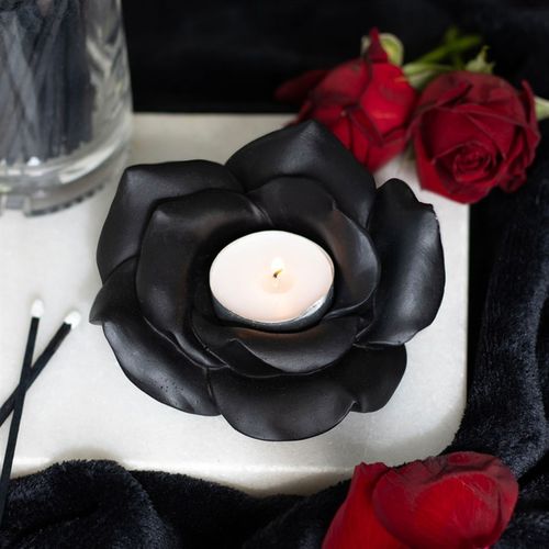 Black Rose Resin Tealight Candle Holder - Magical Emporium 