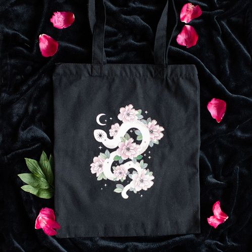 Floral Snake Polycotton Tote Bag - Magical Emporium 