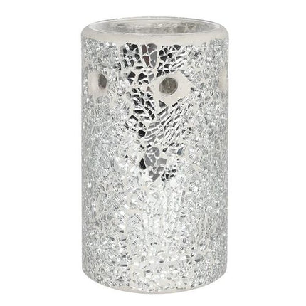 Silver or Gold Pillar Crackle Glass Oil Burner and Wax Warmer - Magical Emporium 