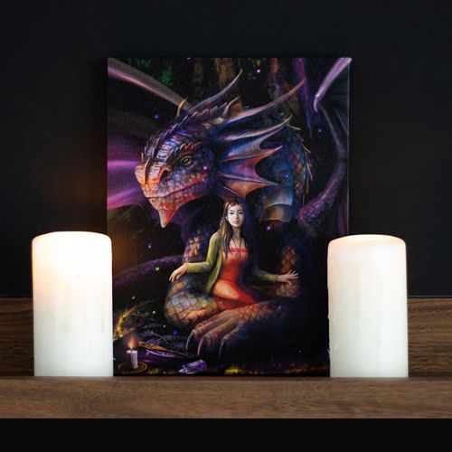 19x25cm Spirit Dragon Canvas Plaque by Anne Stokes - Magical Emporium 