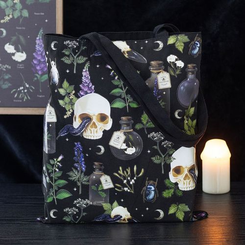 Venom & Vines Print Polycotton Tote Bag - Magical Emporium 