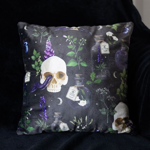 35cm Square Venom & Vines Print Cushion - Magical Emporium 
