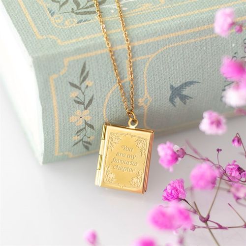 Book Shaped Locket Necklace in Gift Box Necklace