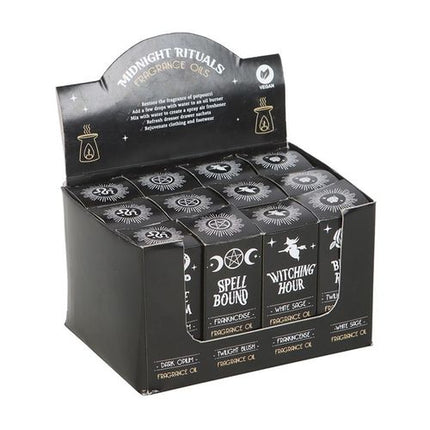 Set of 12 Midnight Rituals Fragrance Oils in Display - Magical Emporium