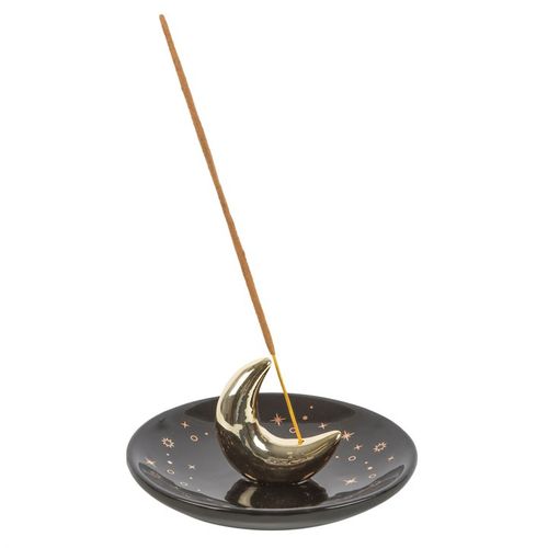 Gold Crescent Moon Incense Stick Holder - Magical Emporium 