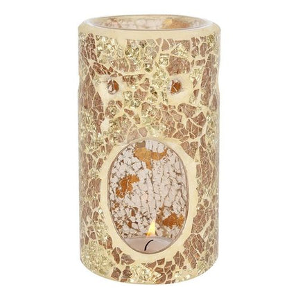 Silver or Gold Pillar Crackle Glass Oil Burner and Wax Warmer - Magical Emporium 
