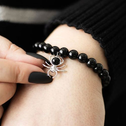 Spider Black Obsidian Beaded Bracelet - Magical Emporium 