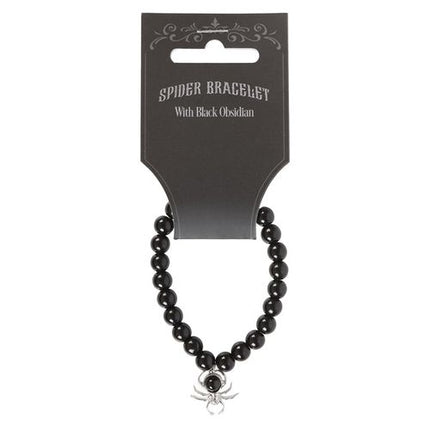 Spider Black Obsidian Beaded Bracelet - Magical Emporium 