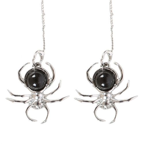 Black Obsidian Spider Threader Earrings - Magical Emporium 