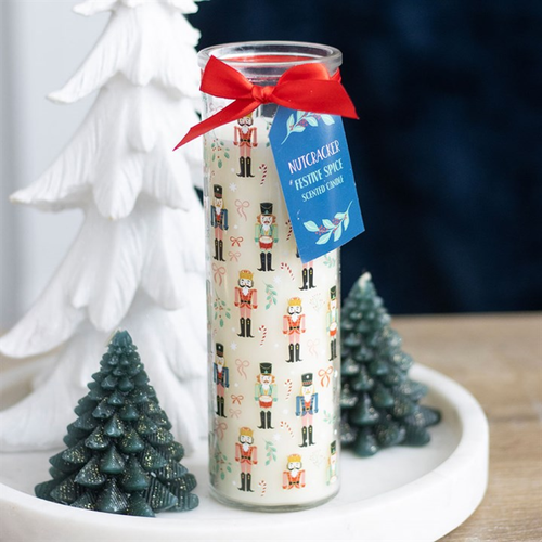 Nutcracker Print Festive Spice Tube Candle Candle