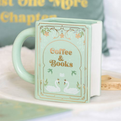 Coffee and Books Green Book Shaped Mug Mug