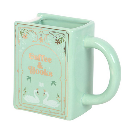 Coffee and Books Green Book Shaped Mug Mug