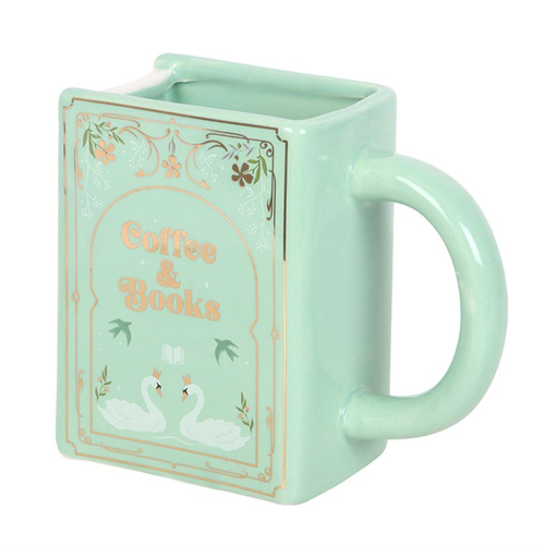 Coffee and Books Green Book Shaped Mug Mug
