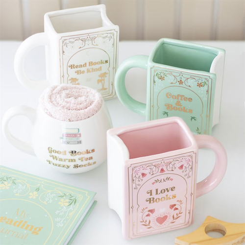 Read Books Be Kind White Book Shaped Mug Mug