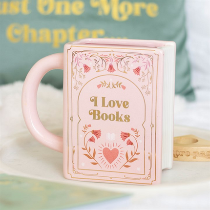 I Love Books Pink Book Shaped Mug Mug