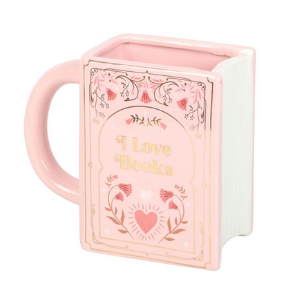 I Love Books Pink Book Shaped Mug Mug