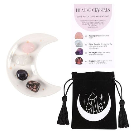 Love Healing Crystal Set with Moon Trinket Dish - Magical Emporium 
