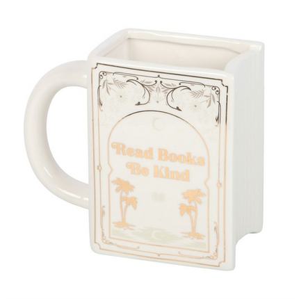 Read Books Be Kind White Book Shaped Mug Mug