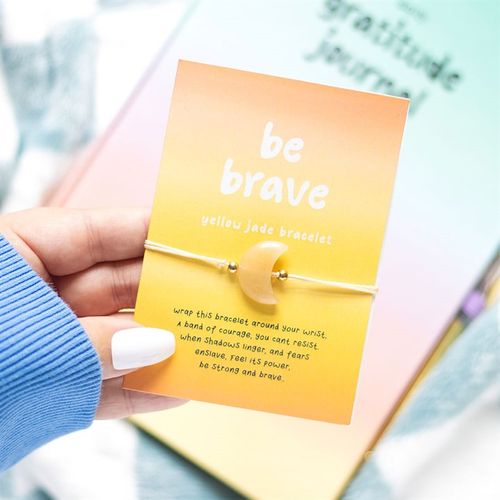 Be Brave Yellow Jade Crystal Moon Bracelet Bracelet